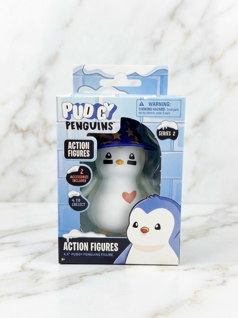 New Series 2 White Penguin Action Figure with Blue Hat